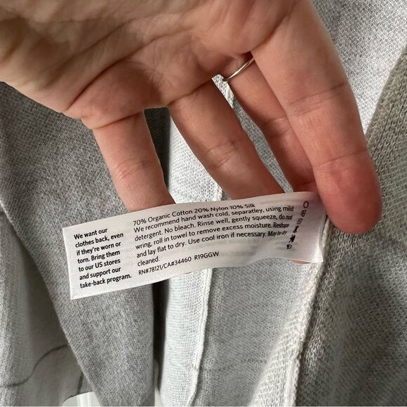 Eileen Fisher Organic Cotton Silk Blend Open Cardigan in White/Grey - Picture 4 of 4